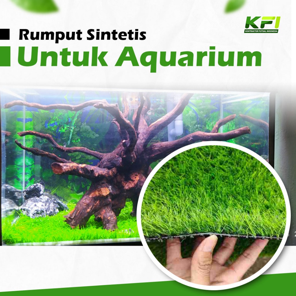 Rumput Sintetis Aquarium 60x40 Swiss 3cm Dekorasi Aquascape