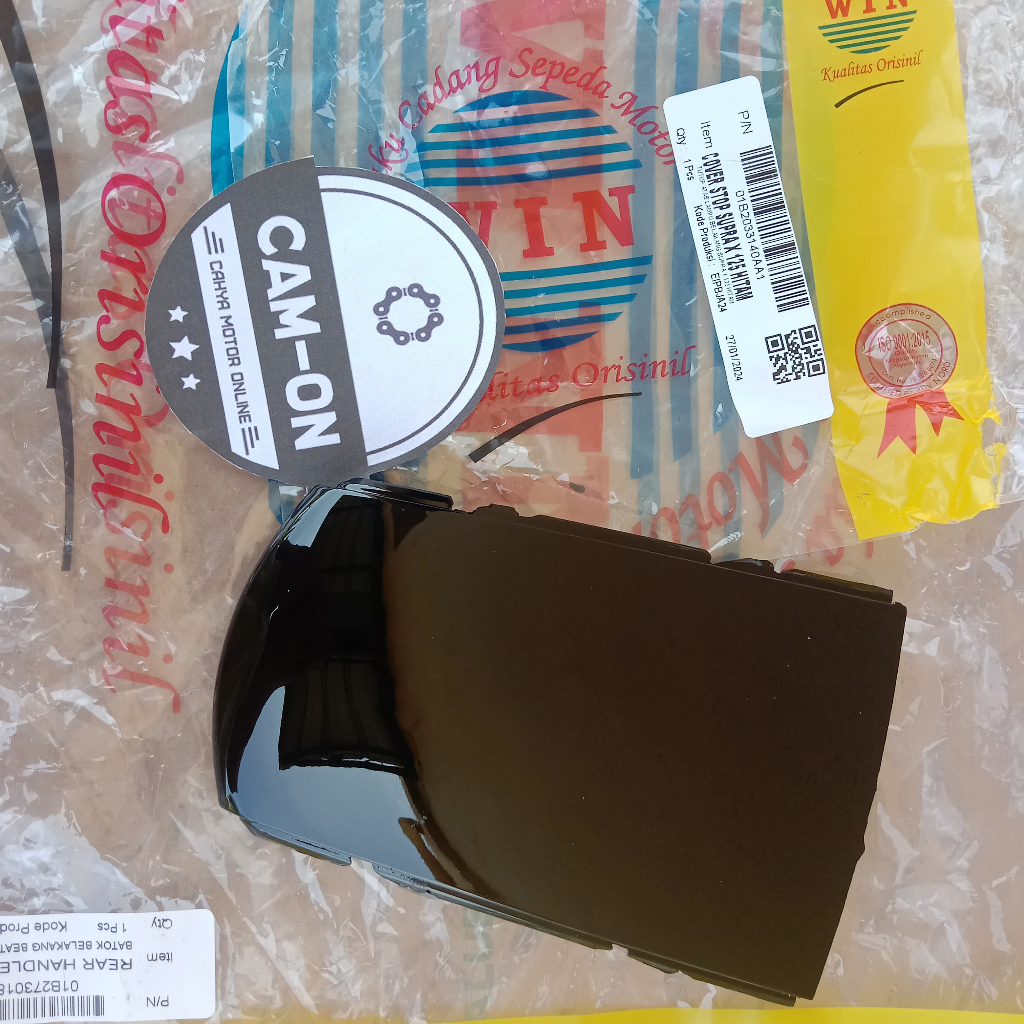 COVER STOP SUPRA X 125 / SAMBUNGAN BODY BELAKANG SUPRA X 125 / PET STOP SUPRA X 125 HITAM WIN