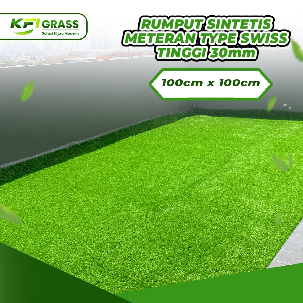 Rumput Sintetis Meteran Murah Rumput Sintetis 1 Meter Original Rumput Sintetis Taman 30 mm Type Swis