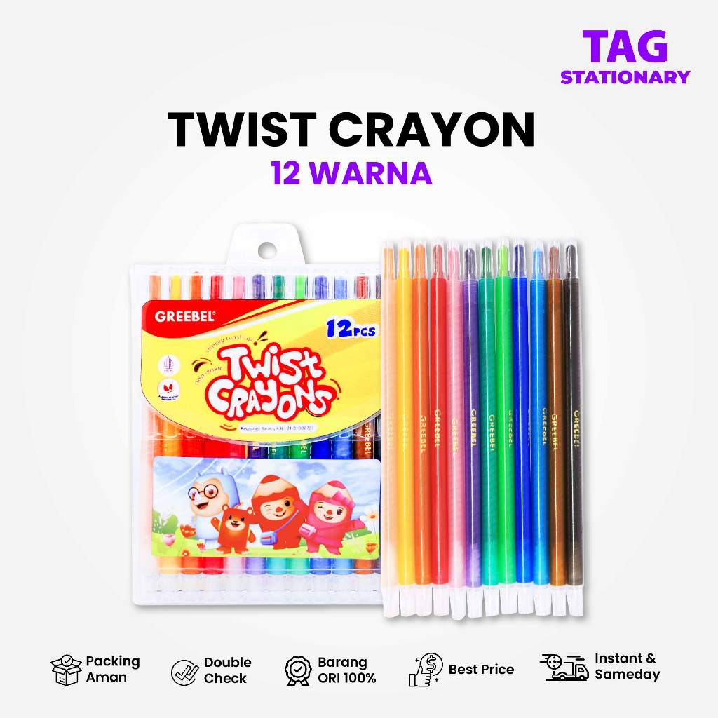 

Pus GREEBEL Crayon Putar / Krayon Twist 12 Warna / Twist Crayon Greebel / Timur Agung Grosir