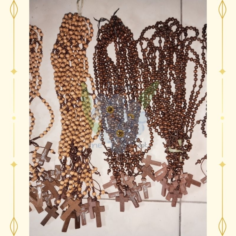 Rosario manik kayu rosario tali bisa di adjust kalung rosario