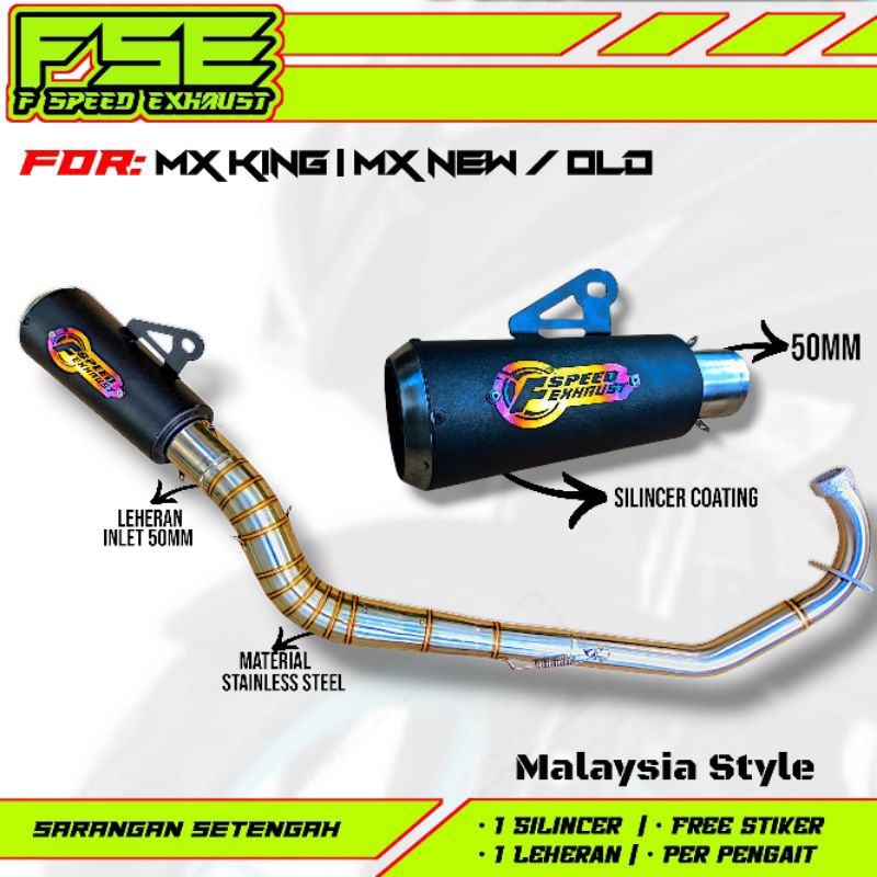 Knalpot racing Mx New Old 135 Mx King Model Malaysia Style Stainless Steel F Speed Exhaust