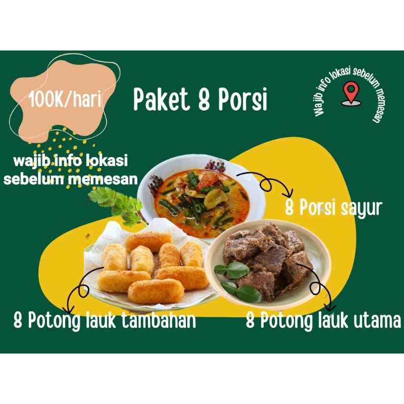 

Catering Rumahan Mingguan Paket 8 Porsi (5 hari)