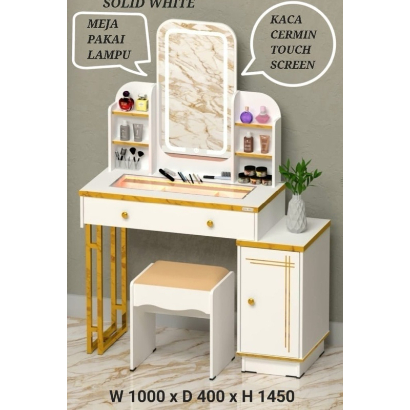 Meja rias lampu led touch screen