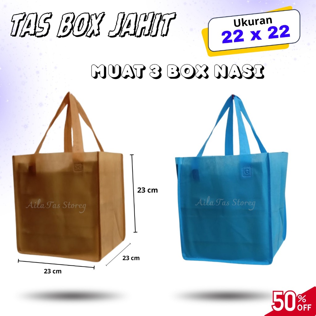 

( 12 PCS ) Tas HBPA BOX JAHIT ( 22x22 ) HARGA PERLUSIN bahan 65gm / Goodie Bag Tas kotak nasi Tas hajatan