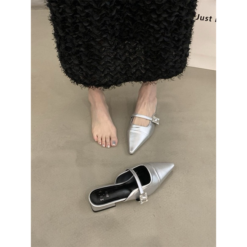 7919 loei heels import hak tahu 4cm sepatu casual santai ada tali depan model lancip