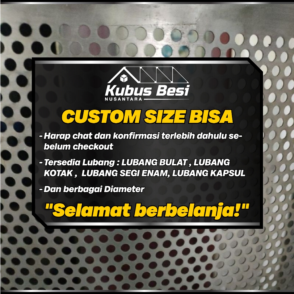 35x53 cm - Plat Lubang Kotak 10 mm - Tebal 0,8 mm. Ram Gril/Plat Lubang Besi Perforasi