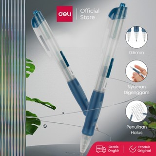 

Deli Gel Pen Pulpen Gel Retractable 0.5mm 3 Warna Bullet Tip Hitam Biru Merah, 1/3/6 pcs S08
