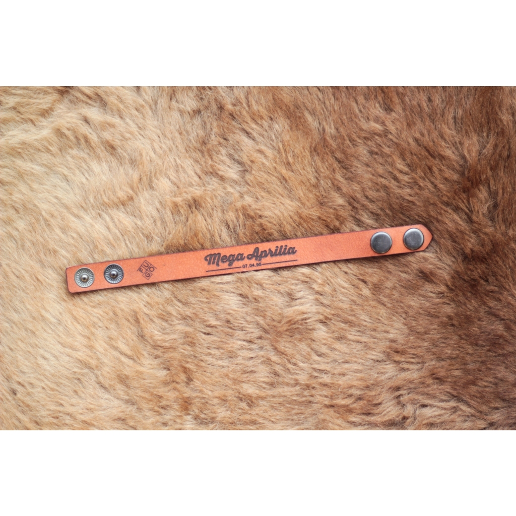 Bathi - Gelang Kulit Bebas Custom Nama Dan Gambar Gelang Kulit Asli Untuk Pria dan Wanita Bracelet L
