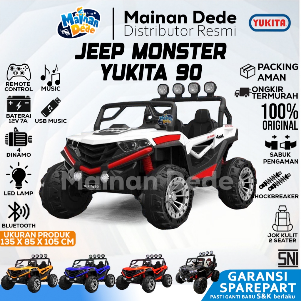 Mainan Mobil Aki Anak JEEP YUKITA 90 JEEP MONSTER YUKITA90