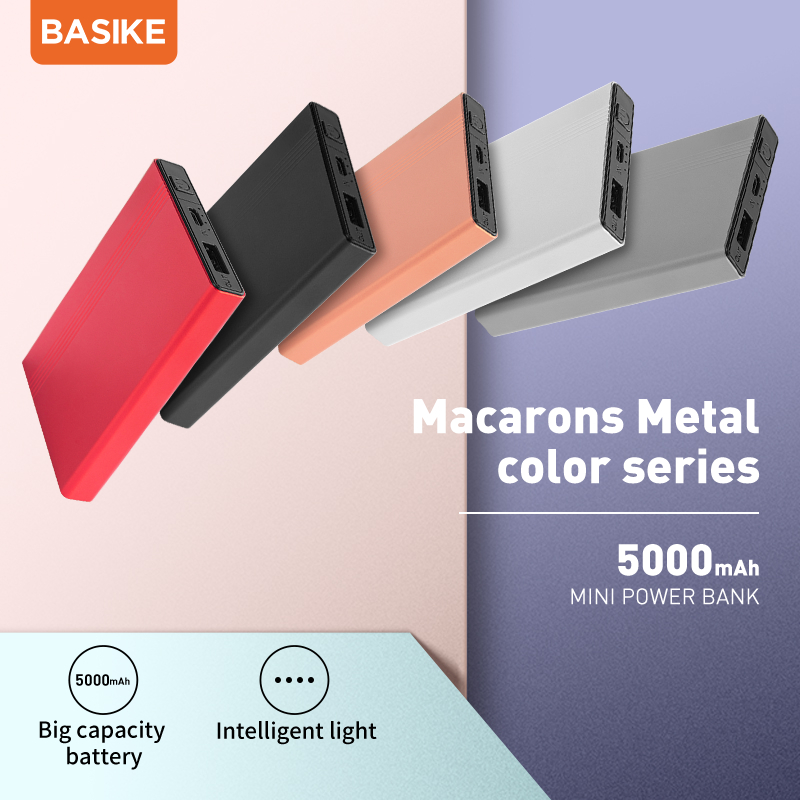 BASIKE Powerbank Portabel Bisnis 5-in-1 Berbahan Logam ultra tipis LCD 5 warna for iPhone Samsung mi