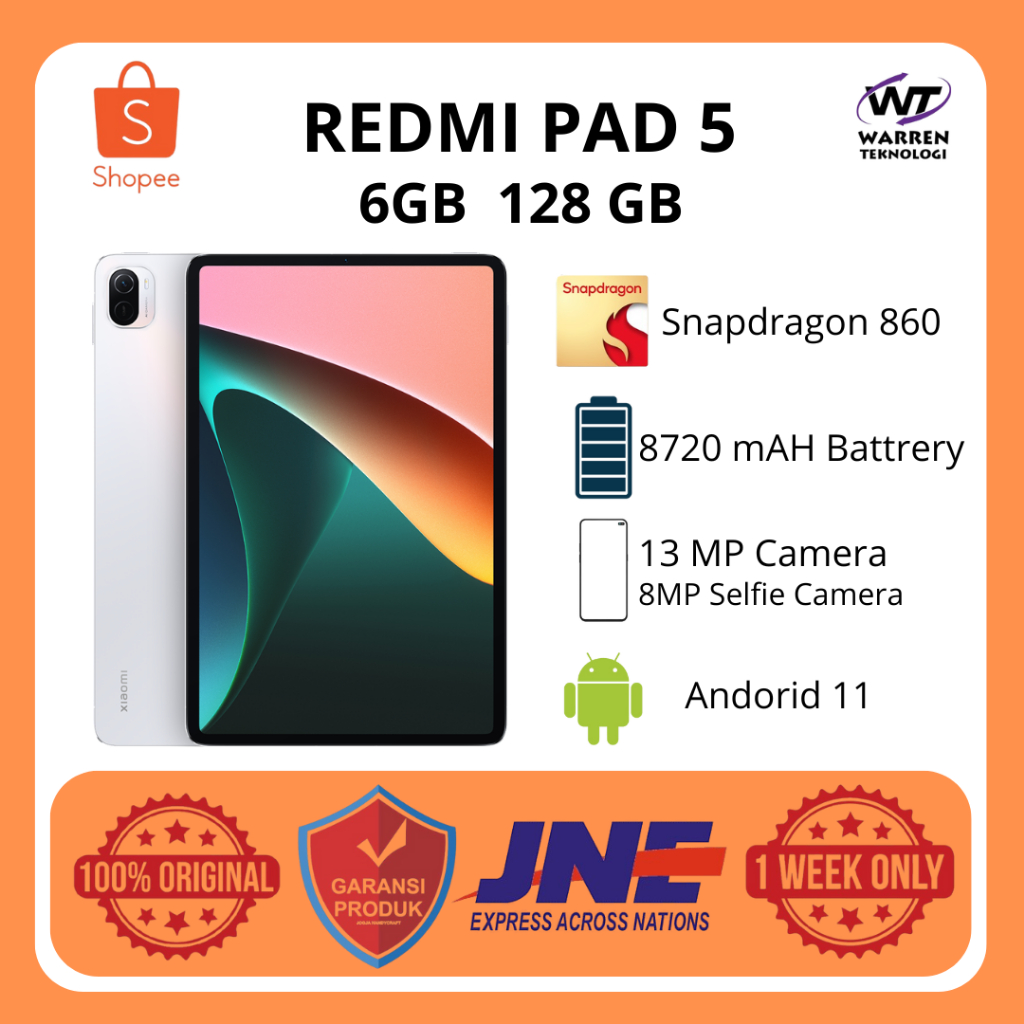 ( Ready Stok ) Redmi Pad 5 Original - RAM 6/8GB, ROM 128/256GB | Snapdragon 860, Baterai 8720mAh