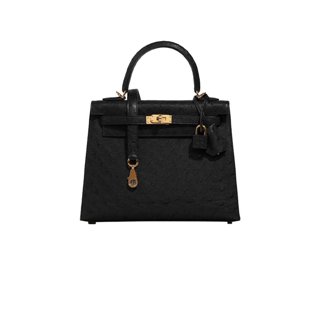 TAS KULIT K25 BLACK OSTRICH FULL SET