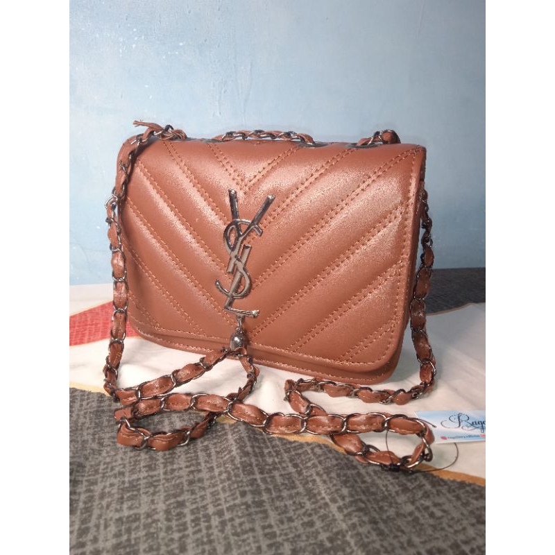 BARU TAS WANITA YSL COKLAT TALI SLEMPANG PANJANG