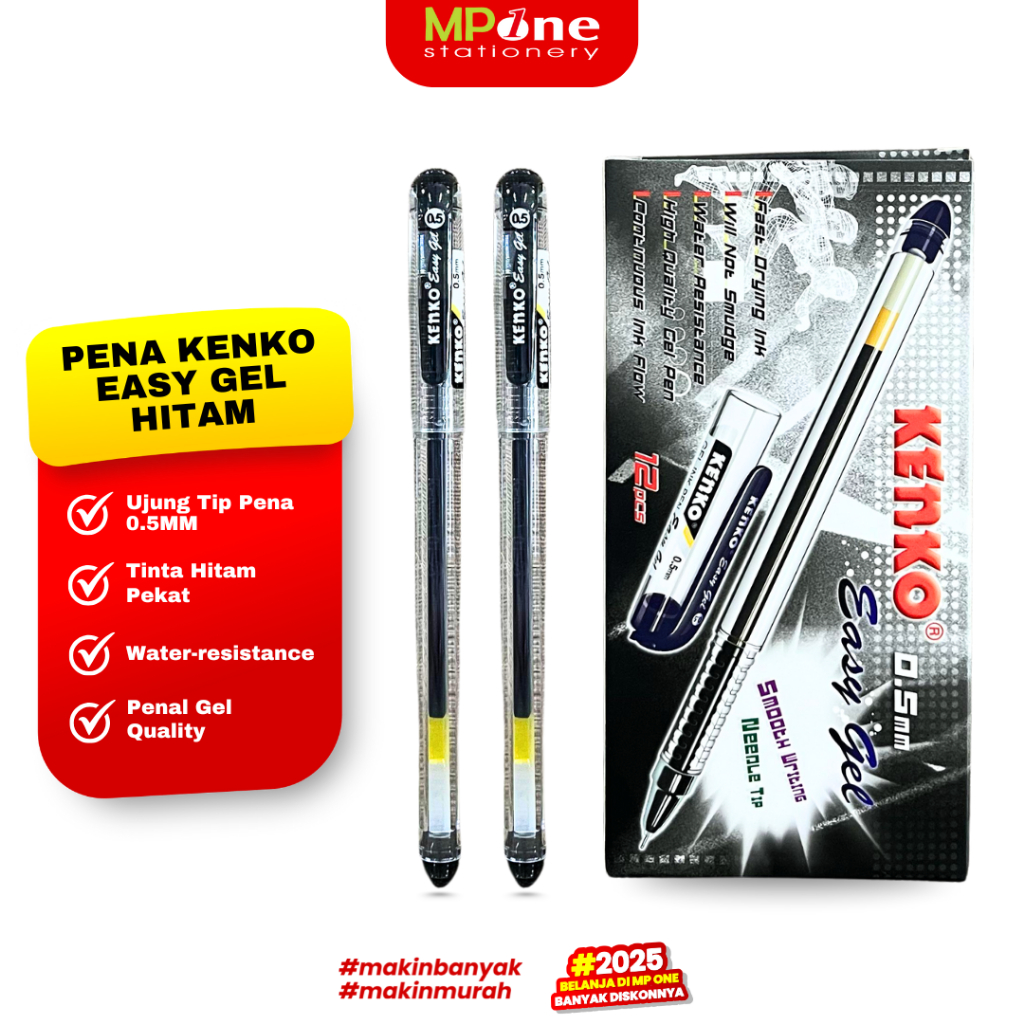

(1 PCS) Kenko Pena Gel Easy Gel 0.5mm Tinta Hitam / Pulpen Gel Ink KENKO (min order 3pcs)