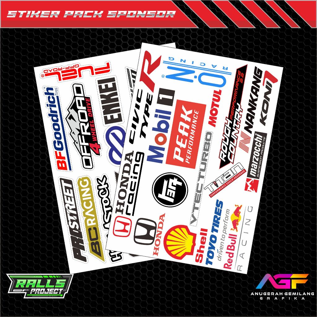 SUDAH PRIN CUT / TINGGAL TEMPEL SUDAH Potongan Stiker Mobil Sponsor Racing