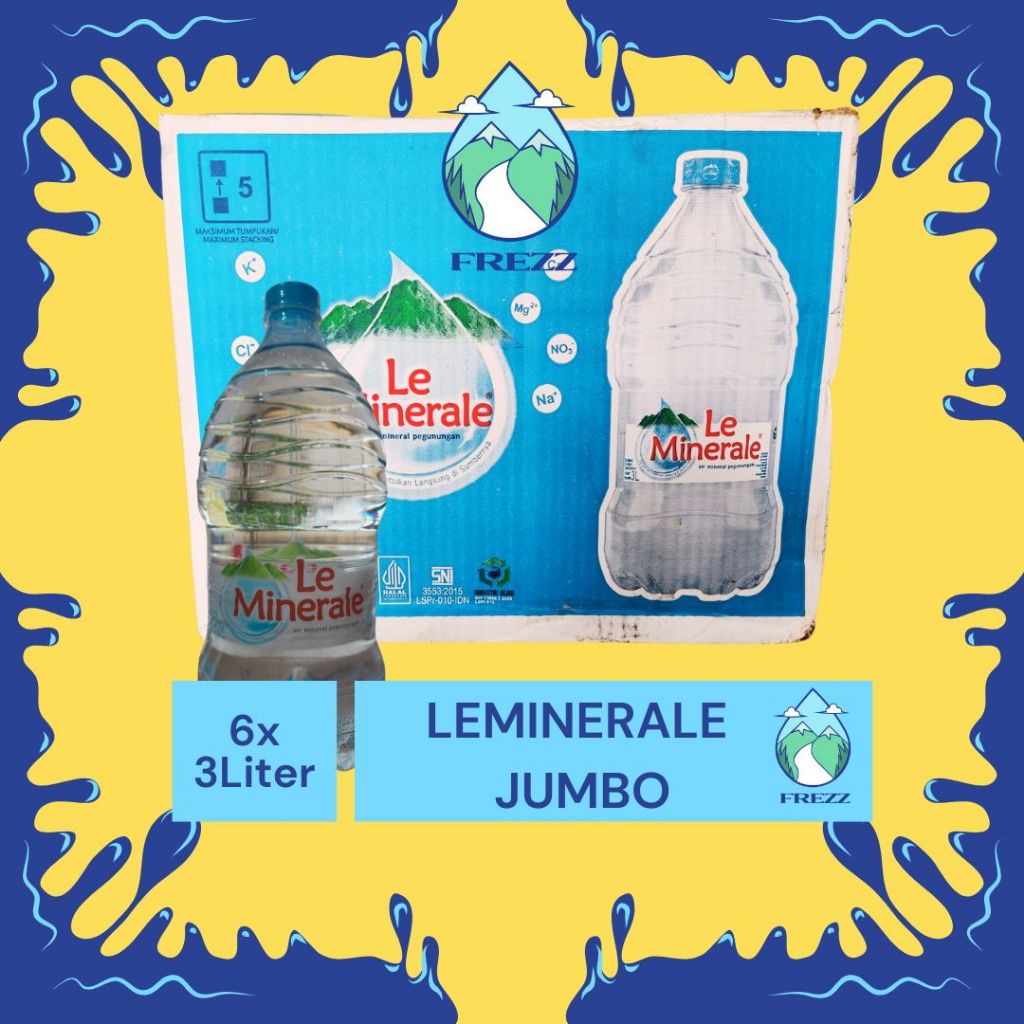 

(KARGO / REGULER) Le Minerale Botol Besar 3Liter kemasan dus - READY Lemineral Air Minum Kemasan Botol Minuman Kardus