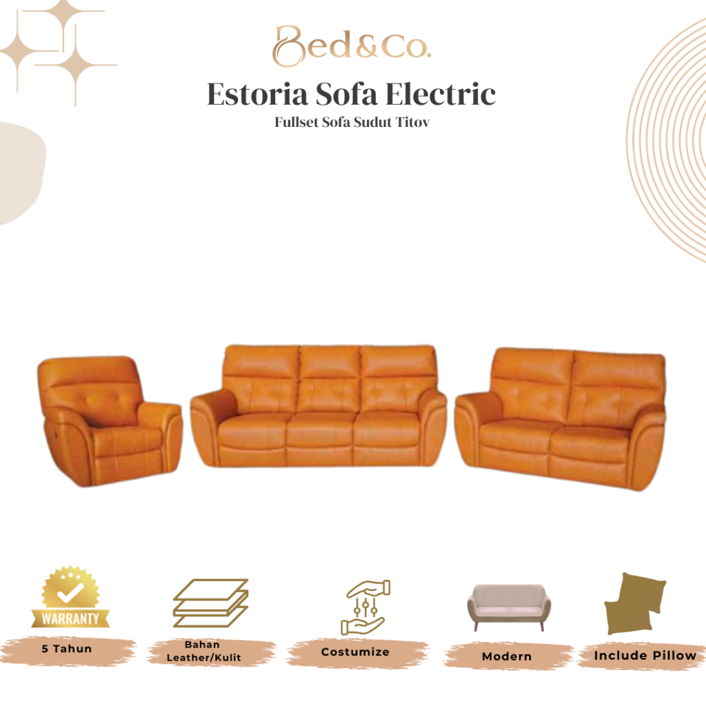 Sofa Estoria FULL Electric Recliner 3+2+1 dudukan - 3 seater
