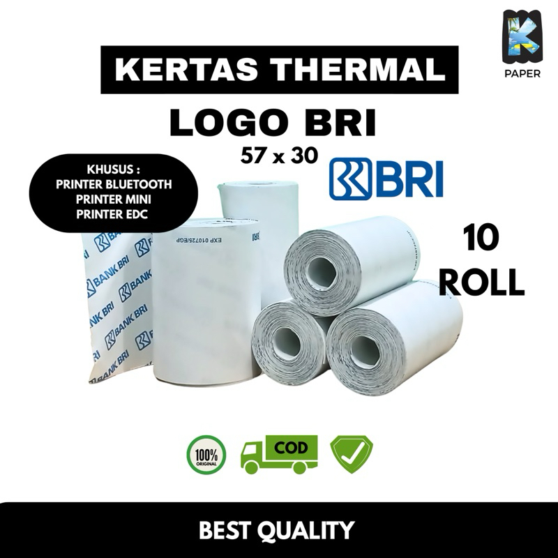 

KERTAS STRUK THERMAL PAPER ROLL LOGO BRI UKURAN 57x30/58x30mm