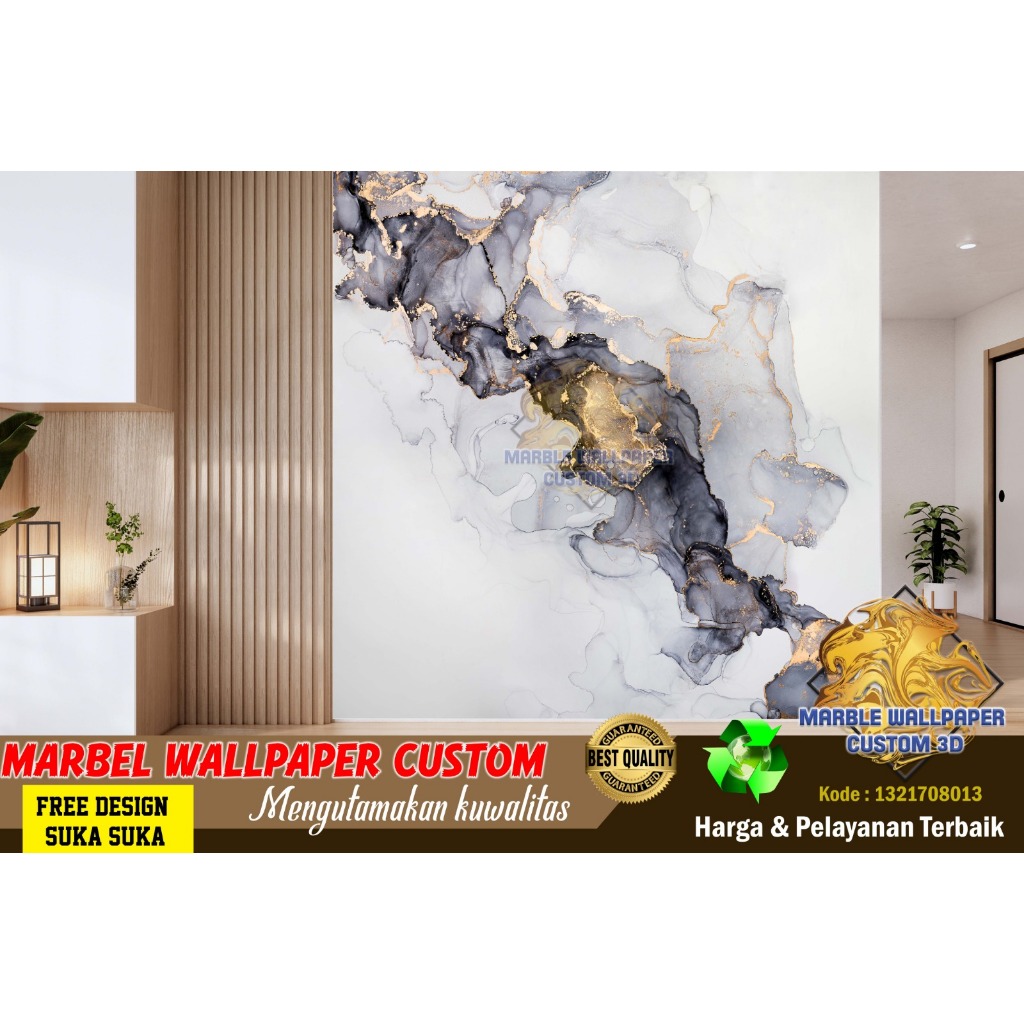 Wallpaper Custom 3D Tema Marmer | Wallpaper Dining Room Marmer | Wallpaper Ruang Makan Marmer | Wall