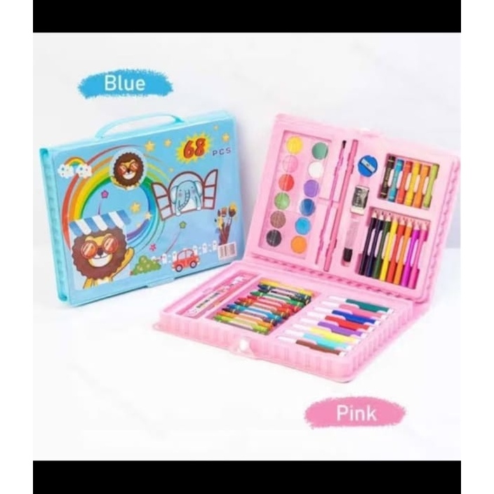 

Crayon set 68 pcs art set colouring SPIDOL dan pensil warna tas box ATK alat mewarnai
