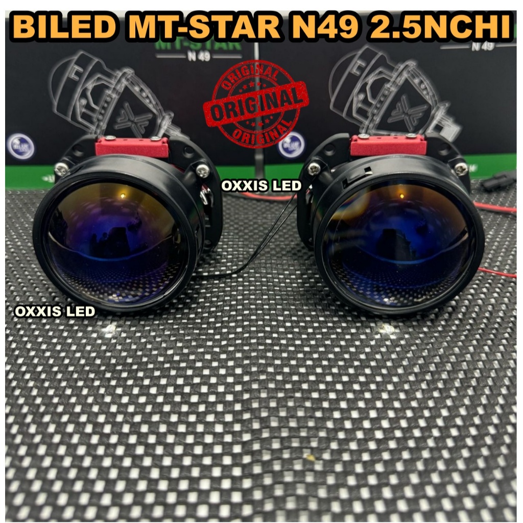 ORIGINAL LAMPU UTAMA PROJECTOR BILED MT-STAR N49 2,5 INCHI 60 WATT BLUELENS BILED MT-STAR PREMIUM QU