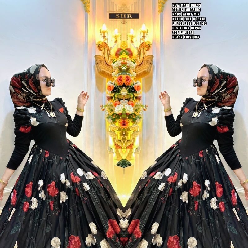 READY !!! NEW SHR MAXI DRESS LANSING  RAJUT MIX KATUN FLOWER ORI SHR 100%