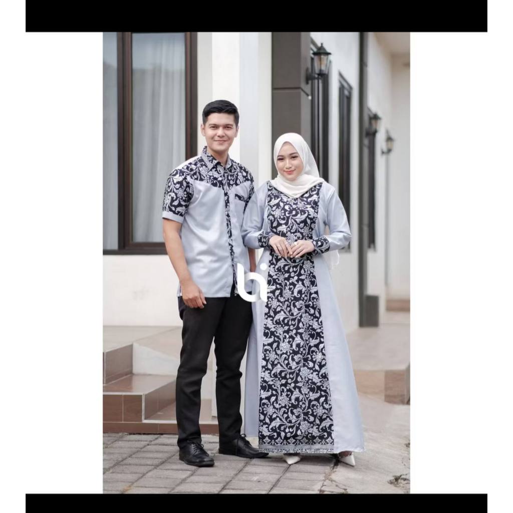 Baju batik cople gamis moscrep couple pasangan muslim sarimbit keluarga suami istri kapel kondangan