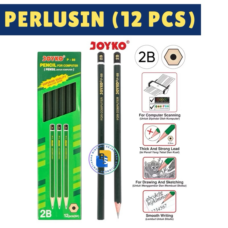 

12 Pcs - Pencil Pensil Joyko P-88 2B