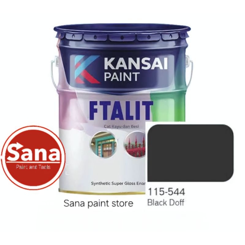 CAT BESI DAN KAYU KANSAI FTALIT 20 KG HITAM DOFF