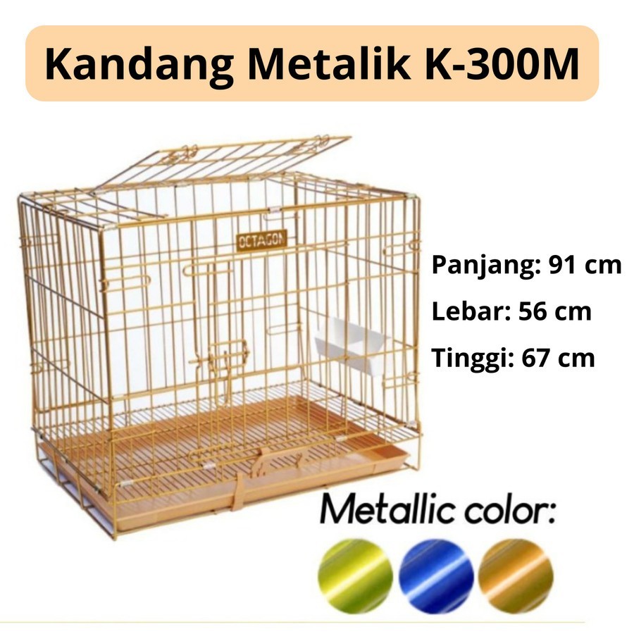 Kandang Hewan Octagon K-300M / Kandang Anjing & Kucing Octagon Metalik Tanpa Roda