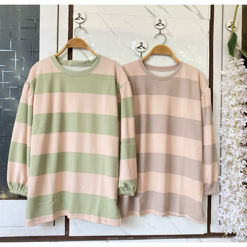 atasan wanita kaos knit salur oversize kaos knit wanita kaos salur wanita