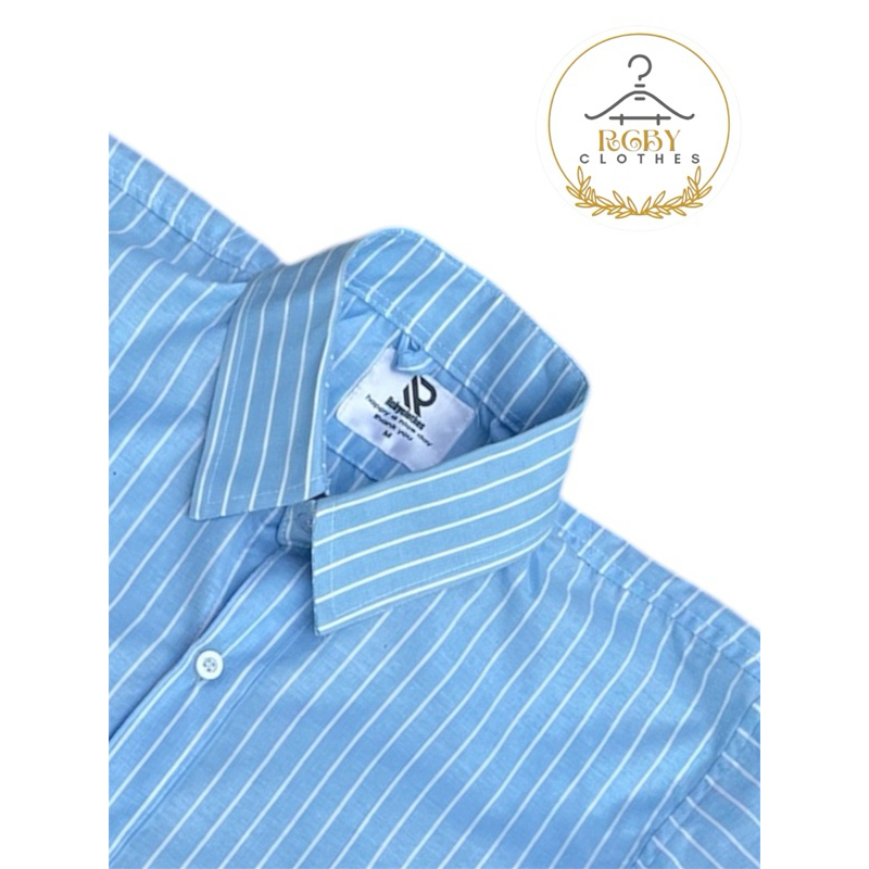 Kemeja pria wanita salur premium salur  varian biru katun