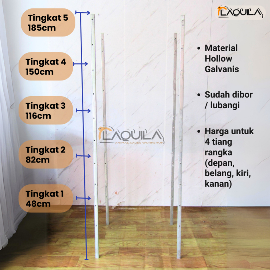 Rangka Kaki Tiang Besi Hollow Holo Set Kandang Puyuh Petelur