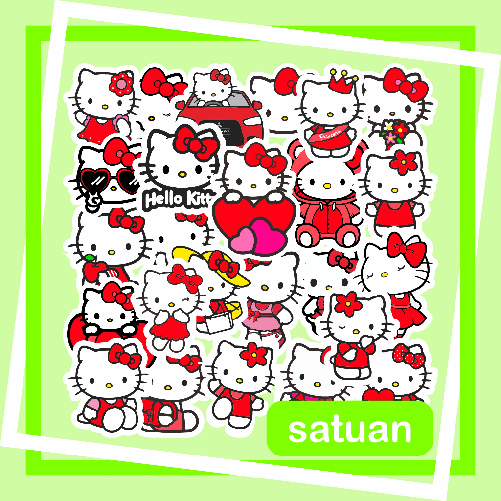 

(1 pc) Stiker Hello Kitty Red | sticker helo kity kitti merah anti tahan air laptop hp helm tumblr