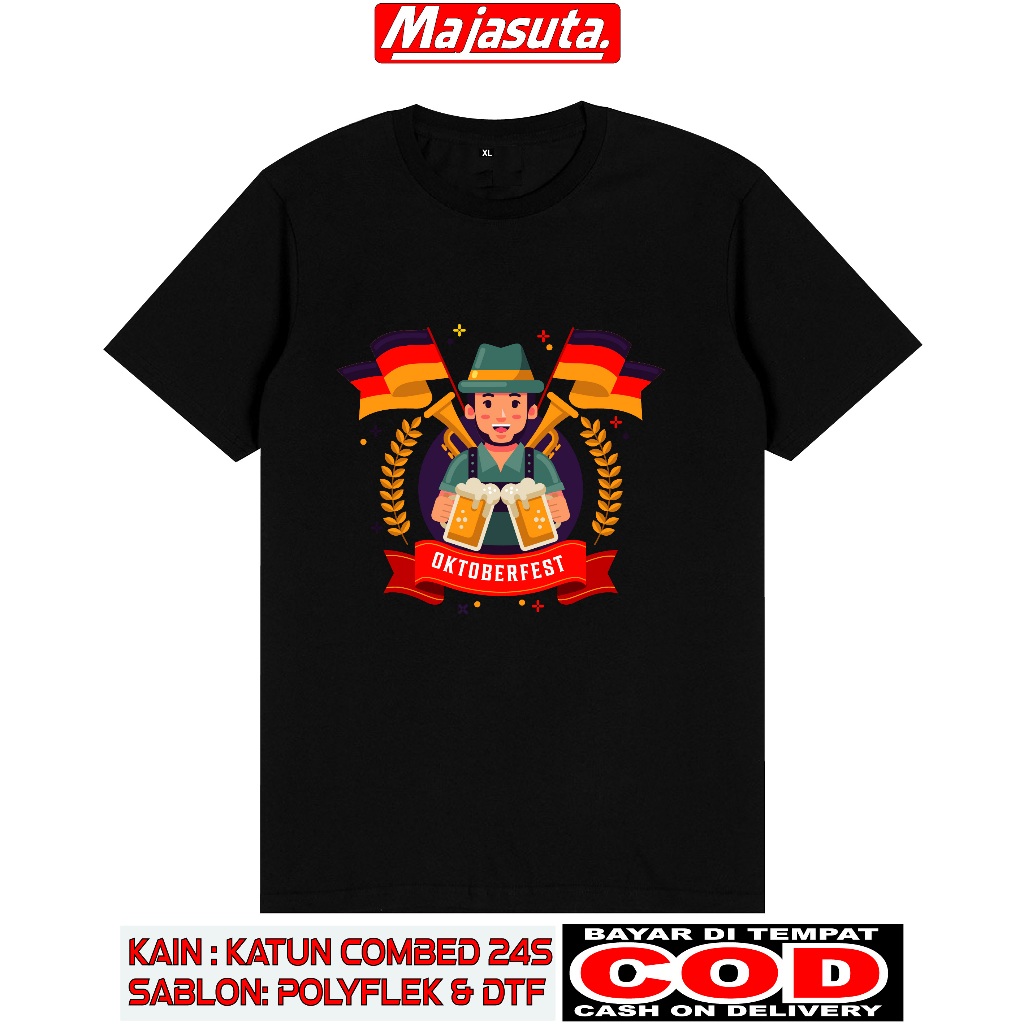 KAOS OLEH OLEH SOUVENIR NEGARA GERMANY JERMAN D6. OKTOBERFEST COTTON COMBED 24S PREMIUM TEBAL&HALUS