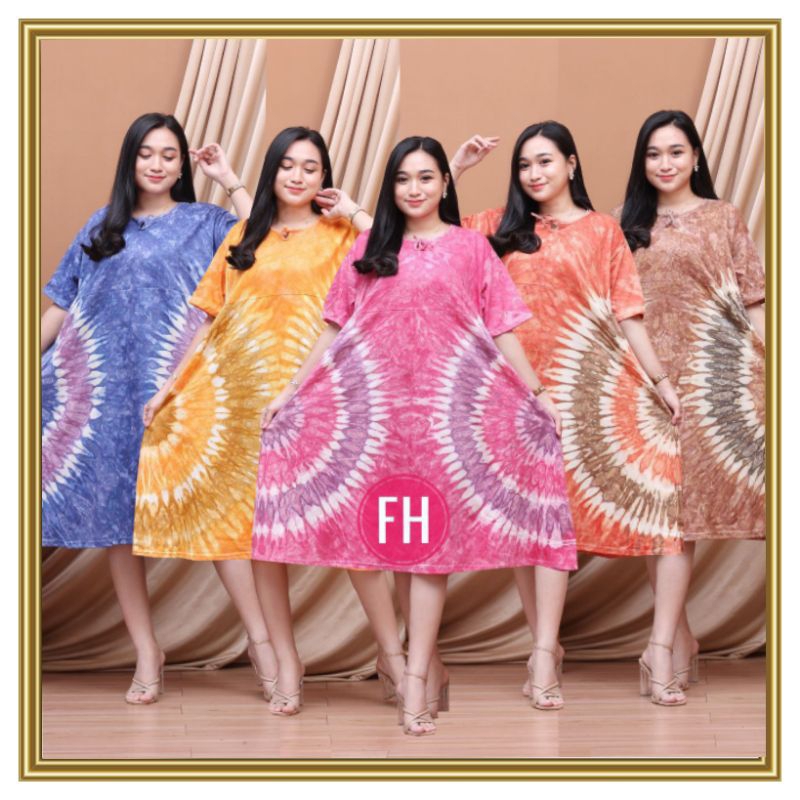 GMTEX Daster kaos payung abstrak Jumputan Tiedye klok batik tali depan bahan adem murah meriah