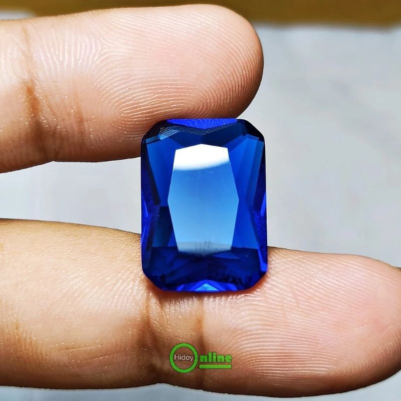 Batu permata king safir royal blue kotak octagon