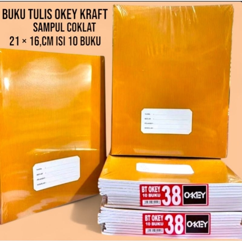 

buku tulis okey 38 lembar 10 buku cover buku sampul coklat ukuran kwarto