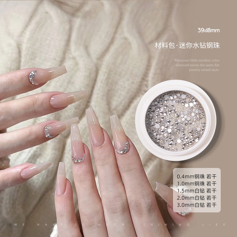 AKSESORIS HIASAN KUKU BERLIAN 3D MIX UKURAN / NAIL ART WEDDING DIAMOND BERKILAU
