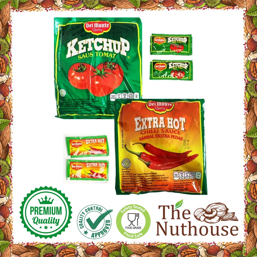 

DelMonte SACHET - Saus Tomat Ketchup / Saos Sambal Extra Hot Chili Sauce [Pack isi 24 Sachets x 8 gr]