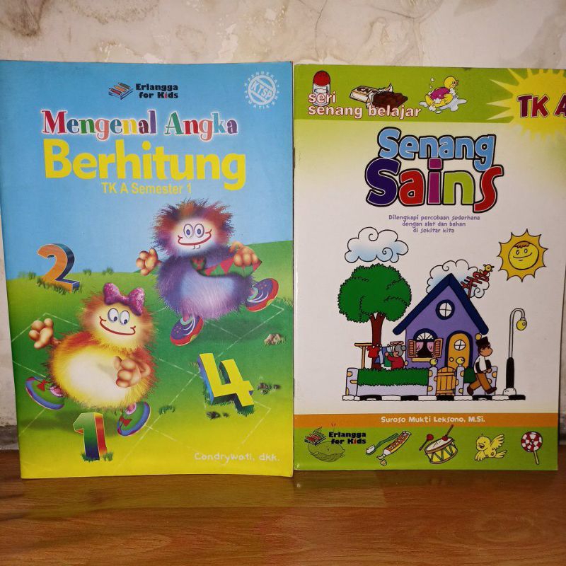 paket buku kegiatan TK A erlangga for kids mengenal angka berhitung, senang sains