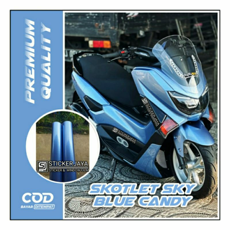 stiker skotlet skyblue sticker biru candy scotlet metalik muda scotlite metalic