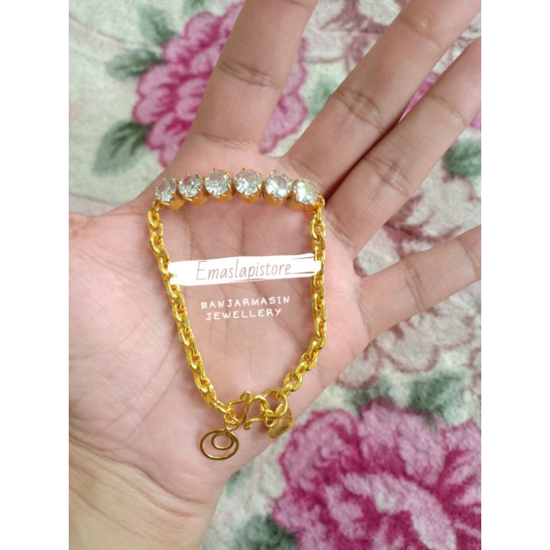 Gelang Belitung Litering Permata Lapis Emas 999 Banjar