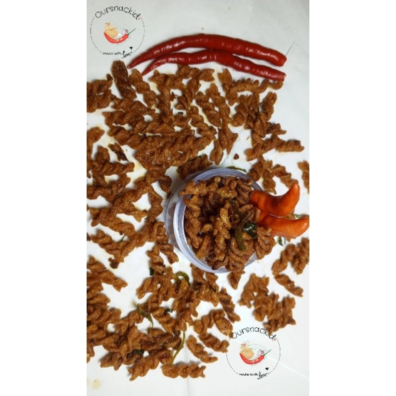 

Makaroni Spiral / Makaroni Kriwil/ Makaroni Ulir / Fusili 100gr 250gr 500gr Pedas Original Daun Jeruk