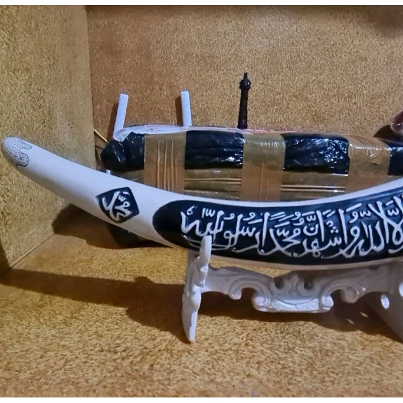 hiasan replika gading gajah kaligrafi resin ukuran besar