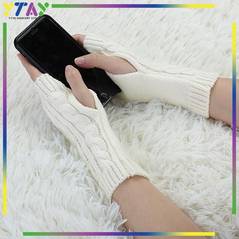 Sarung Tangan Rajut Mode Fingerless Unisex Handsock Pendek & Hangat Terinspirasi Korea