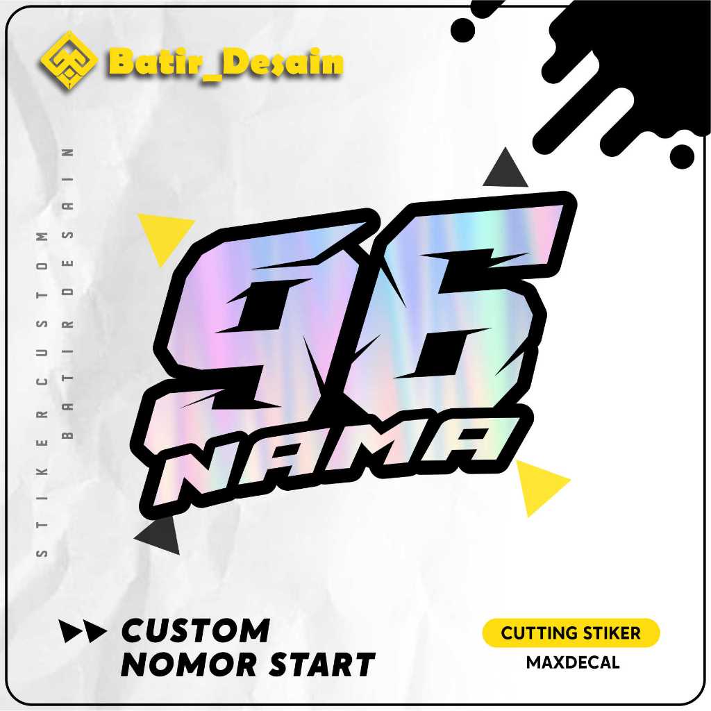 (SEHARI JADI) Stiker Custom Nama & Nomor Start Balap Motor Papan Start Anti Air NOMOR 1
