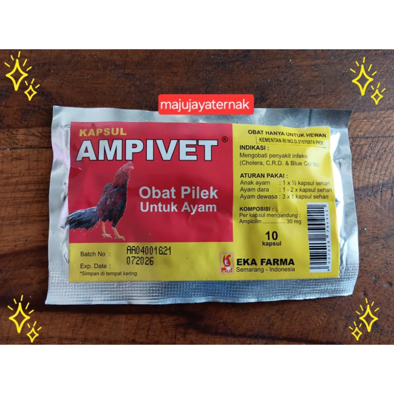 Ampivet obat pilek untuk ayam bebek puyuh 10 kapsul