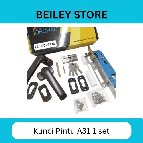 Handle set pintu aluminium/kunci pintu A31 1 set komplit